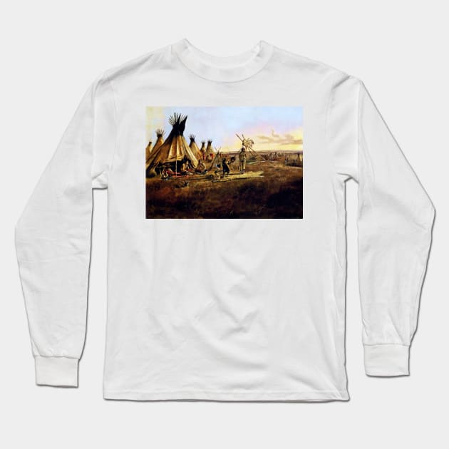 “The Silk Robe” by Charles M Russell Long Sleeve T-Shirt by PatricianneK